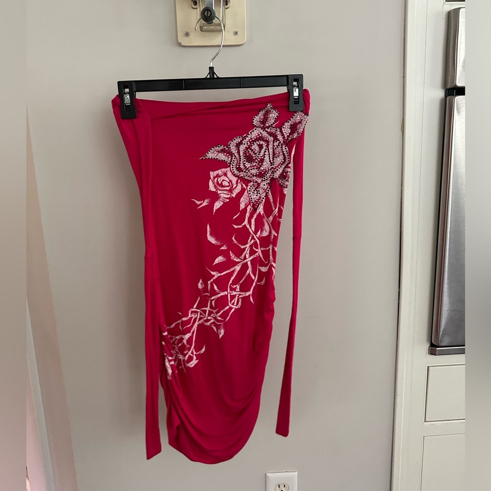 Elegant Y2K Hot Pink Floral Halter Dress